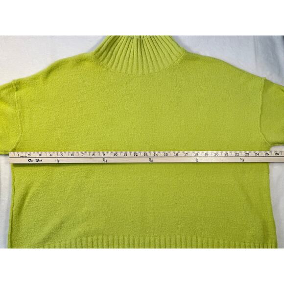 Free People Bright Yellow Green Sweater Turtleneck Mock Neck Knit Top Medium - Picture 9 of 10